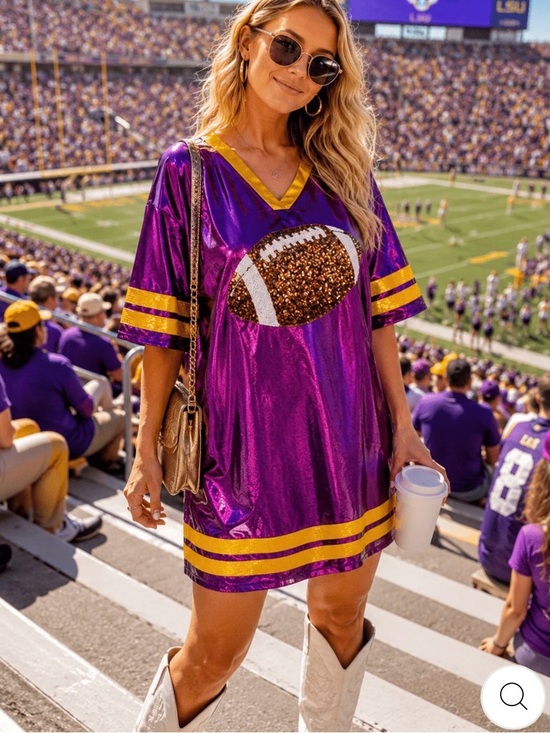 Tops - Women’s Purple Metallic Football dress with Gold Accents